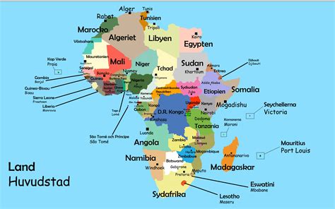 Karta över Afrika Med Alla Länder Och Deras Huvudstäder Vektor