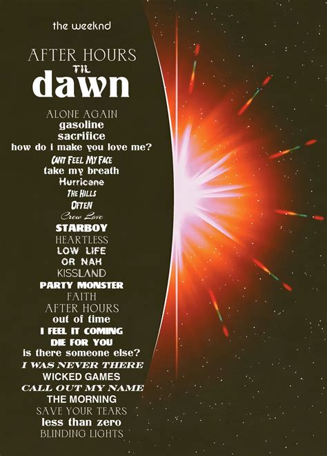 after hours till dawn tour setlist