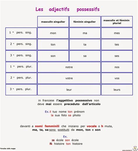 aggettivi possessivi in francese con traduzione