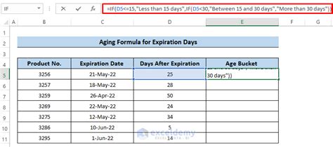 Aging Formula In Excel Using If
