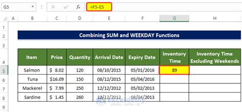 aging in excel excluding weekends
