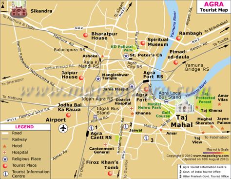 Agra lieux touristiques carte des Lieux à visiter dans agra carte
