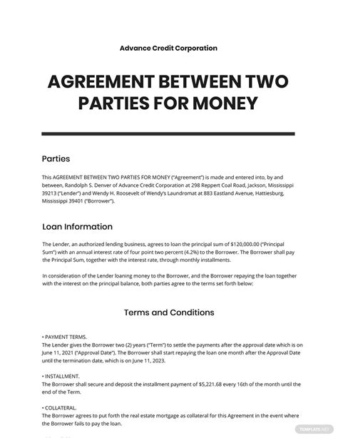 Agreement Between Two Parties Template