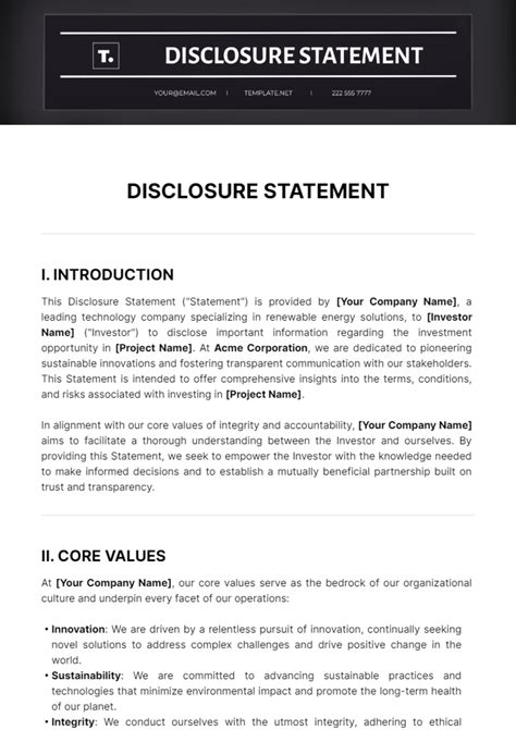 ai disclosure statement example pdf