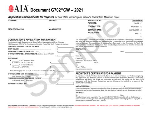 aia g702 & g703 fillable form excel
