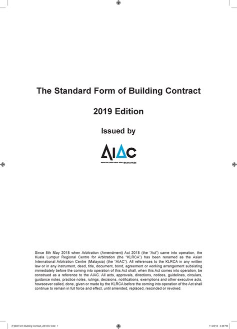 aiac standard form of building contract
