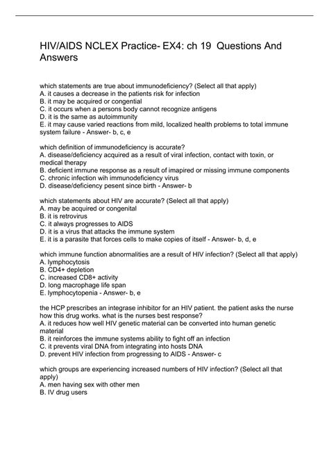 Aids Nclex Questions