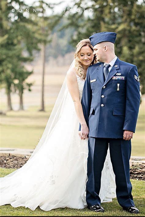Air Force groomsmen pose for military wedding in dress uniform Air