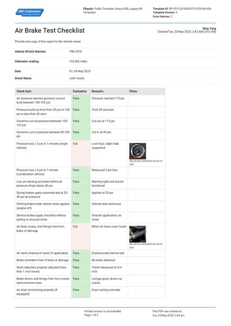 Air Brake Test Order
