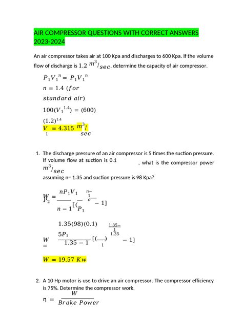 Air Compressor Questions