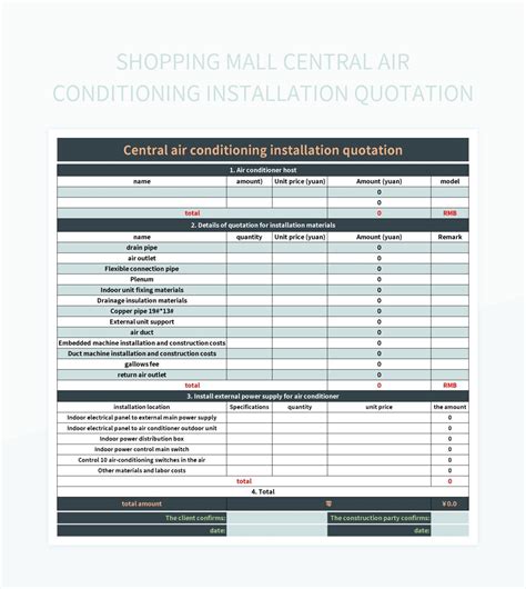 Air Conditioner Quotation Format In Excel