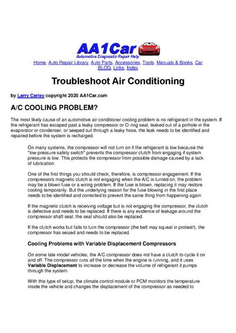 Air Conditioning Troubleshooting Pdf