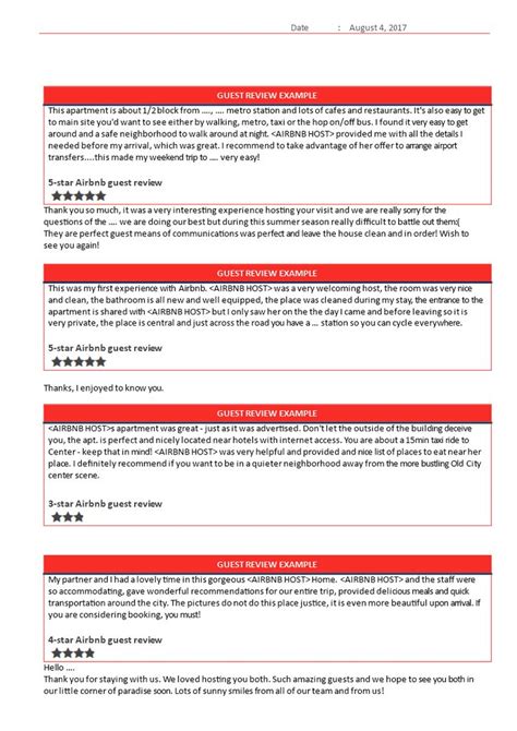 Airbnb Review Request Template