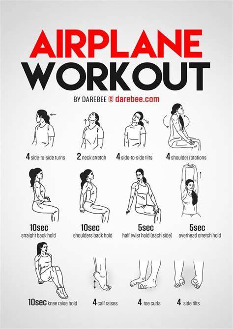 Keep Calm in Flight Airplane Stretches Travel workout, Workout