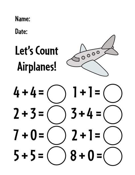 Airplane Math Worksheets