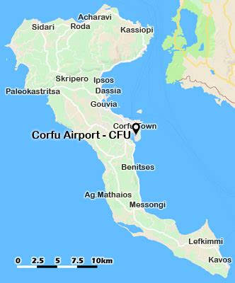airport in corfu map