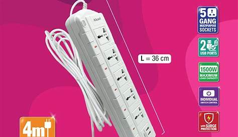 Akari Extension Cord With Usb 6 Gang (AEC918) Shopee Philippines