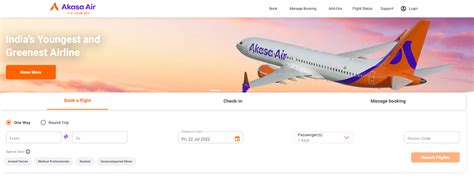 akasa airline web booking