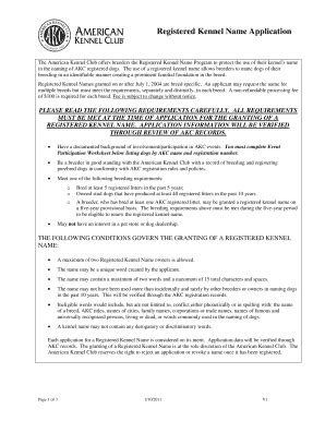 Akc Kennel Name Application