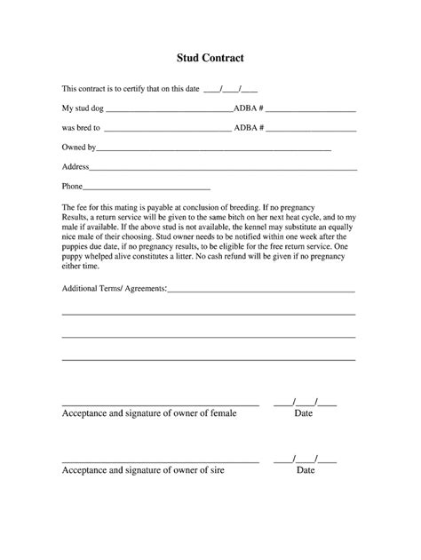 AKC Stud Contract Template