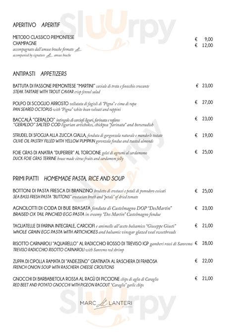 al castello ristorante menu