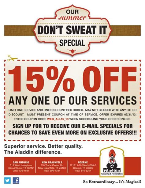 Aladdin Cleaning and Restoration Specials Coupons Aladdin Cleaning