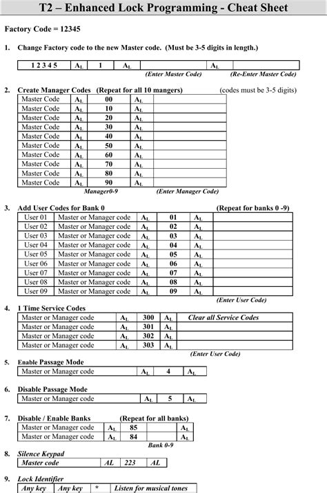 Alarm Lock Keypad Programming