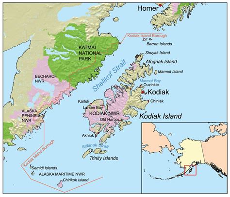 Alaska Map Kodiak Island
