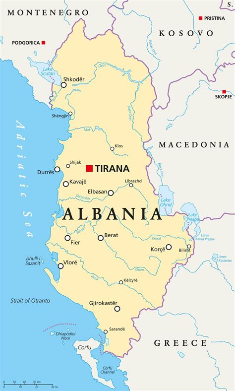 Road map of Albania