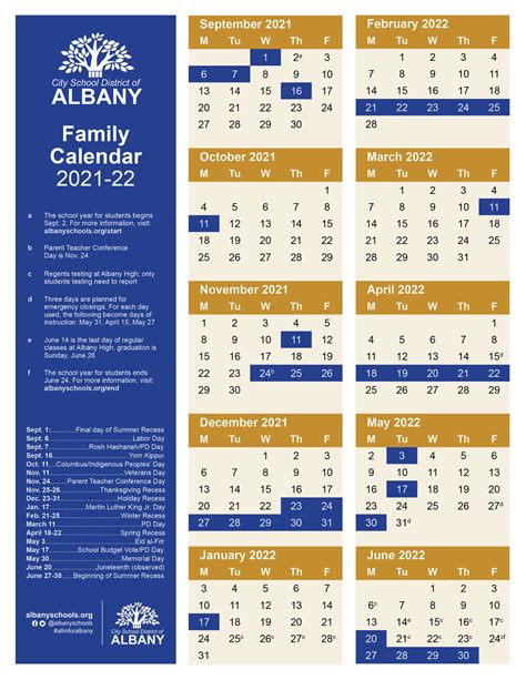 albany calendar