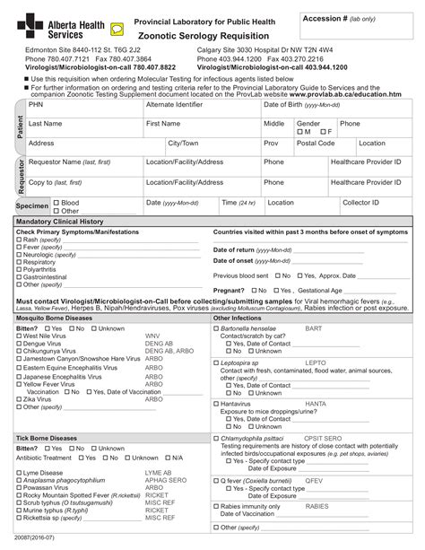 alberta health services lab requisition form