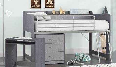 Mack & Milo Alcester Twin Low Loft Bed With Desk and