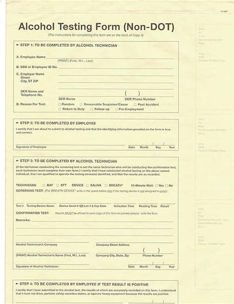 Alcohol Testing Form (Non Dot) Pdf