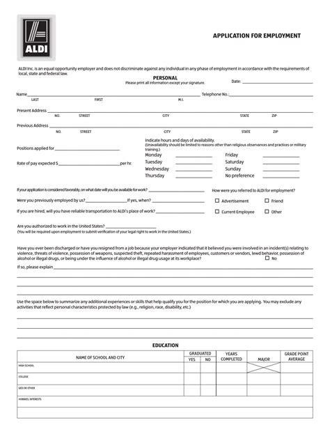 aldi careers application form