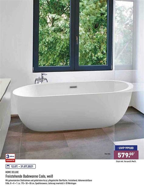 Nostalgie Doppelseitige Freistehende Badewanne Weiß 1750mm x 730mm mit