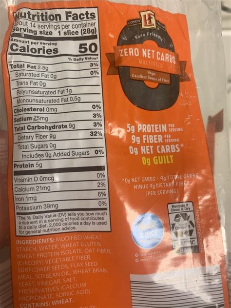 Aldi No Carb Bread Ingredients