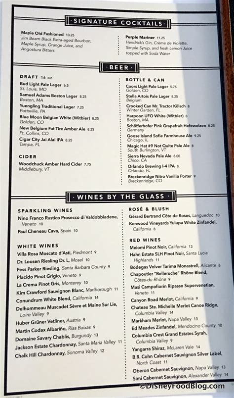 Ale And Compass Lounge Menu