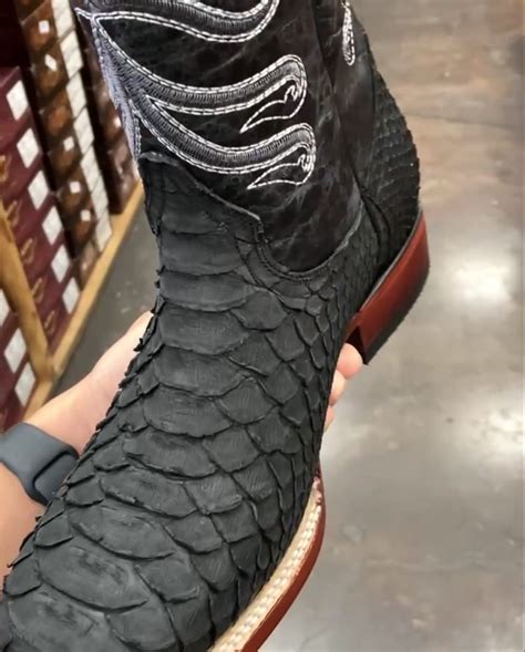 Alfa Western Wear Matte Black Python Boots