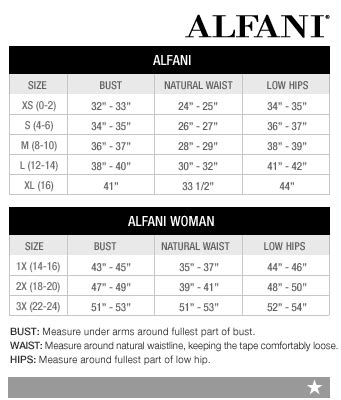 alfani pants size chart