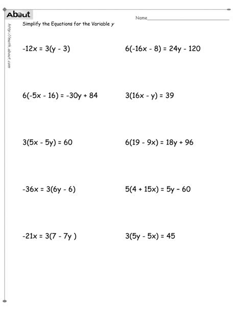 Algebra Printable 8Th Grade