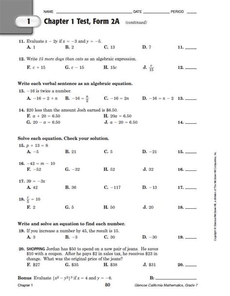 Mathematics Form 1 Chapter 6 &amp; 7 Quiz PDF Mathematical