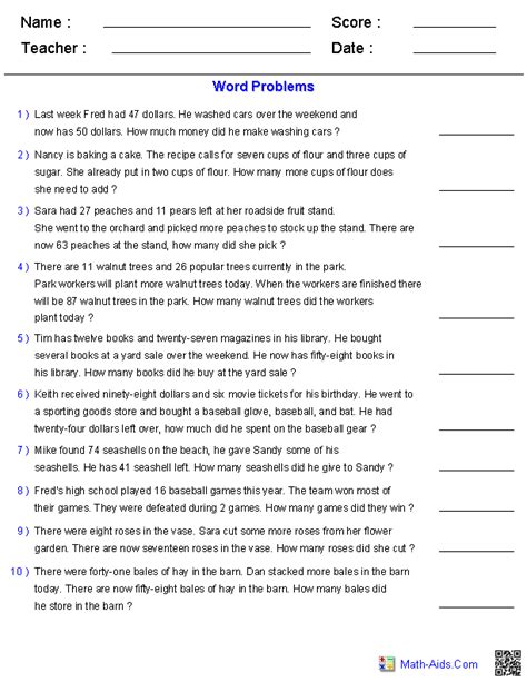 algebra word problems worksheet with solutions pdf grade 9