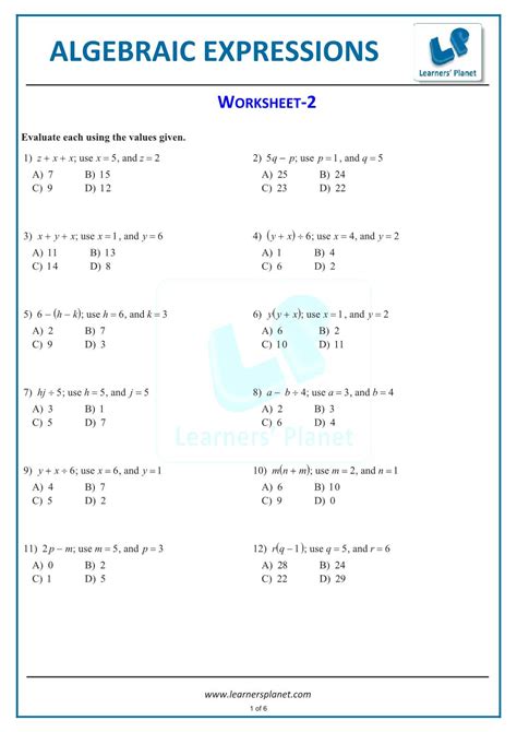 algebraic expressions class 7 questions with answers 12.2