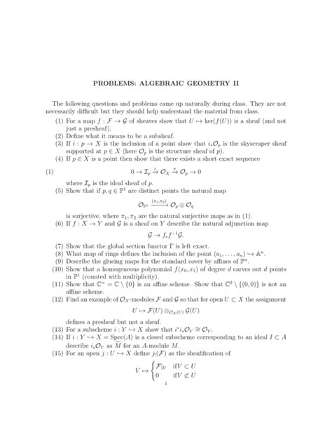 Algebraic Geometry Problems