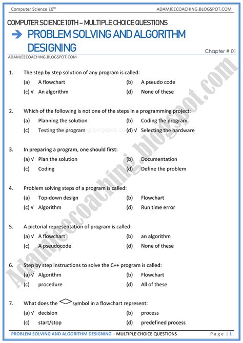 algorithms for problem solving mcq