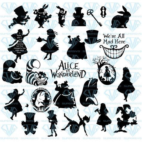 Were All Mad Here File Alice In Wonderland Silhouette Alice In