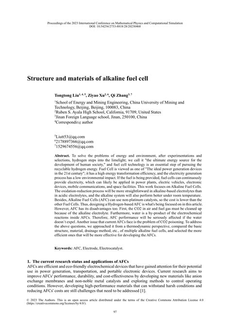 Alkaline Fuel Cell Journal Article