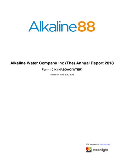 alkaline water company inc financials