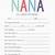 all about my nana free printable