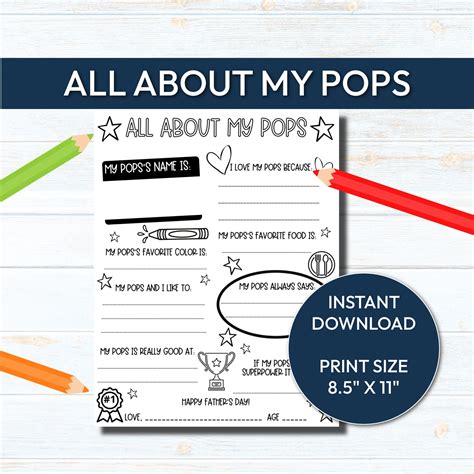 All About My Pops Printable